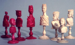 Set of Thirty Chessmen, c. 1770-90. Dieppe, France. Ivory. Photograph by Edward 