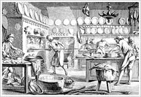 Drawing of French Bakery, or patisserie.