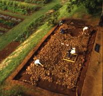 Smith’s shop, aerial view of excavation.