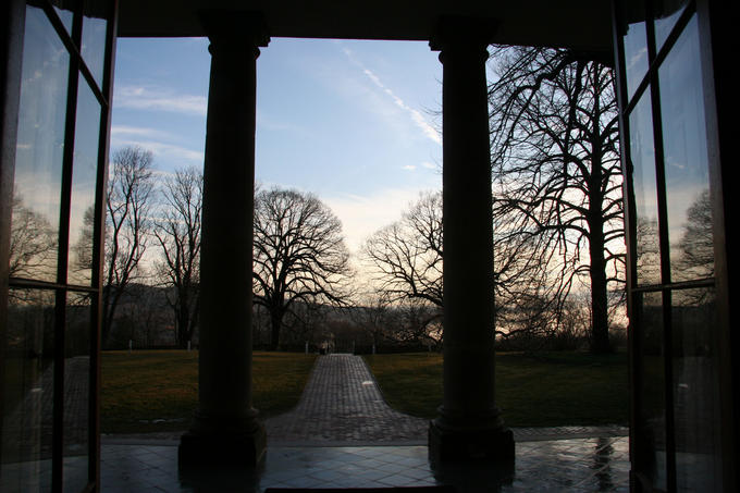 Looking out through Northeast Portico in the morning.