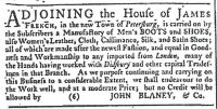 John Blaney's Ad, Virginia Gazette, 1775