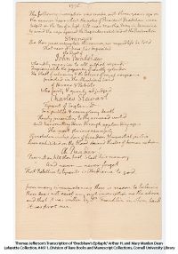 Thomas Jefferson's Transcription of 'Bradshaw's Epitaph'