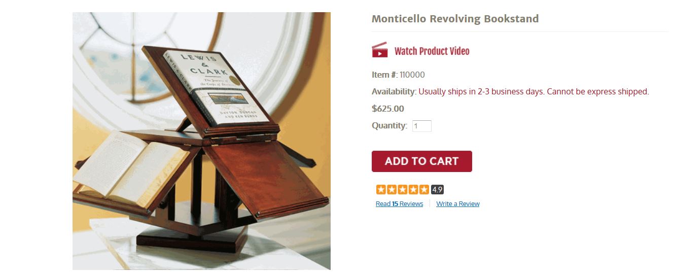Reproduction Revolving Bookstand in the online Monticello Shop
