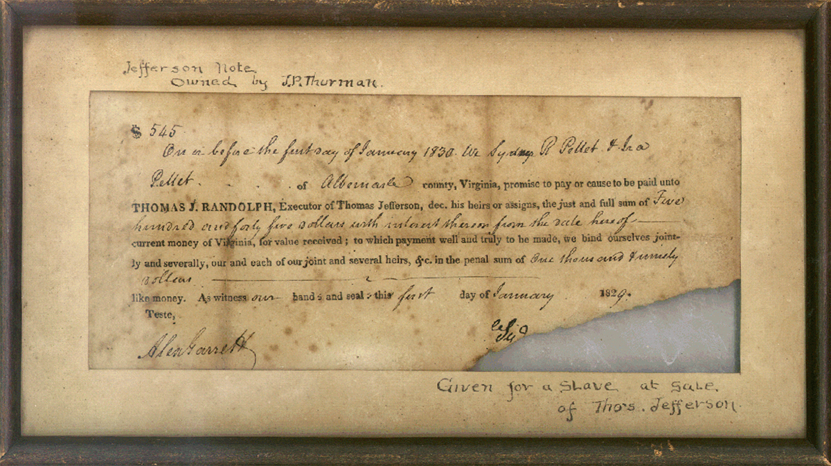 Promissory note for the purchase of Moses Gillette
